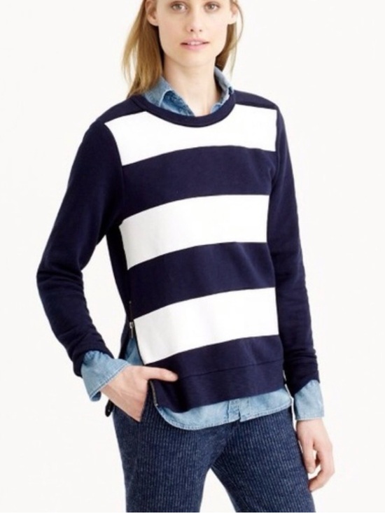 J. Crew Sweaters - J. Crew Navy and Cream Knit Top